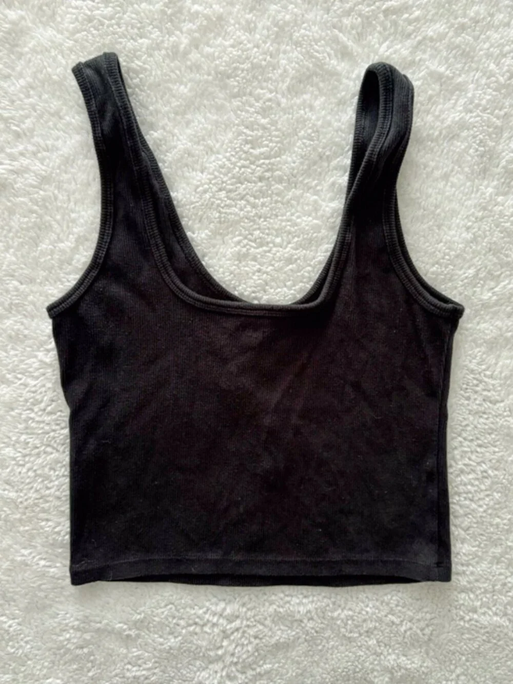 Abercrombie Soft A&F Rib Tank Top Black Cropped Button Front Size S - Picture 2 of 5